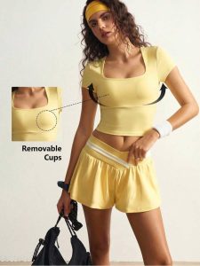 Áo Pickleball Nữ UYNSPORTY Cổ Vuông Hở Lưng, Mút Ngực Liền, Áo Thể Thao Tay Ngắn Tập Pickleball